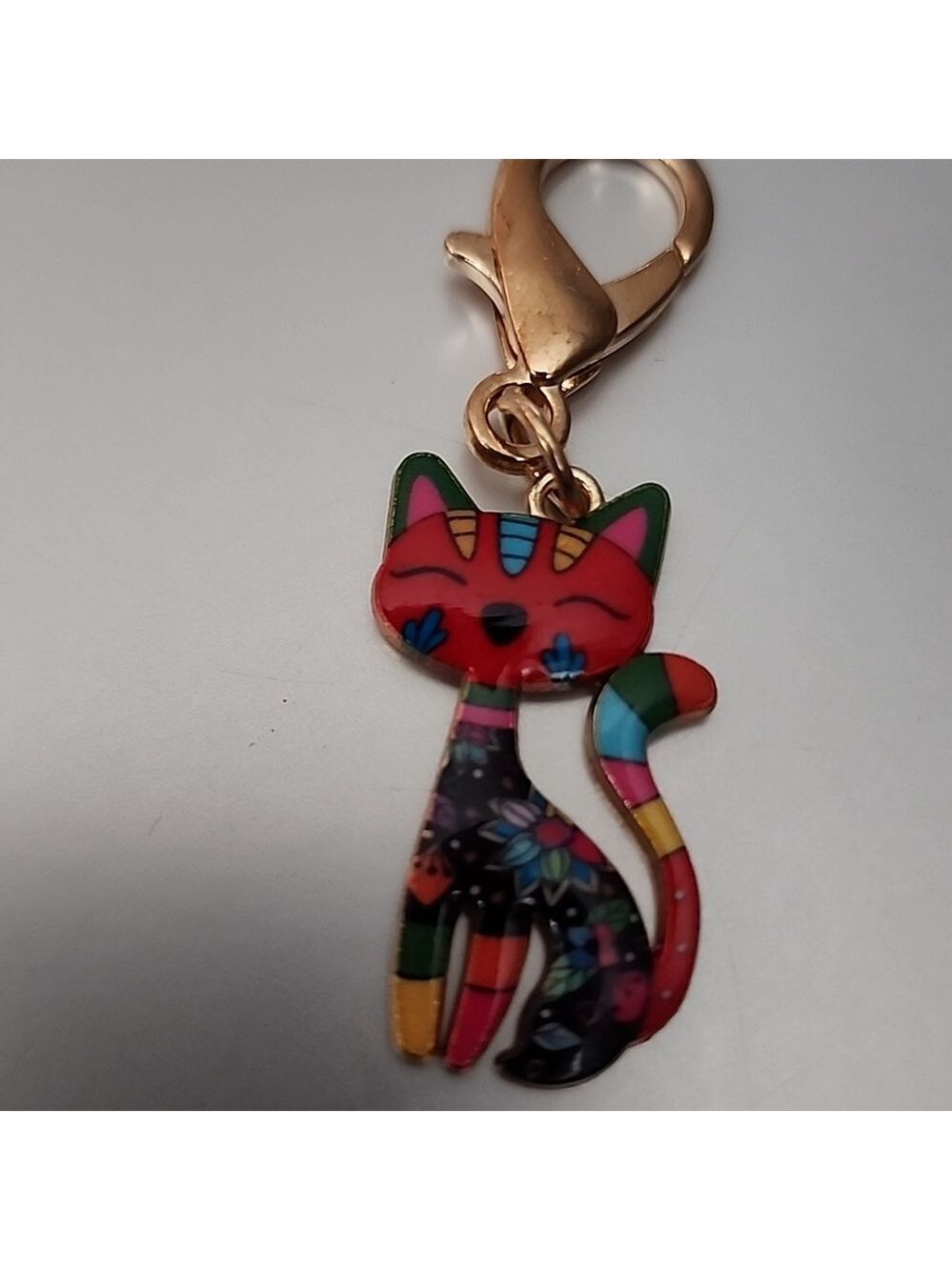 CAT  ZIPPER Pull purse charm Or Charm bracelet Lobster claw clip closure